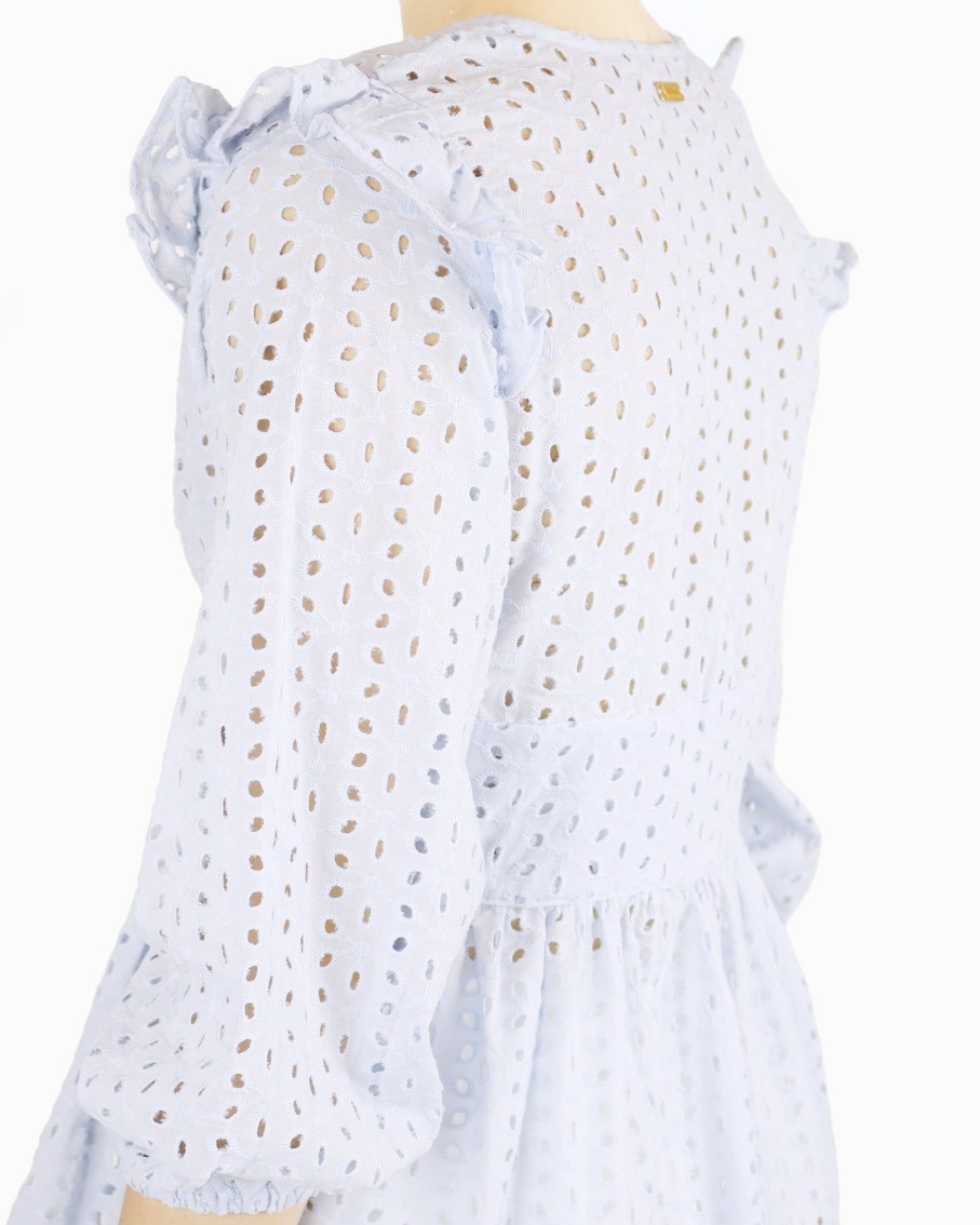 Women Palmacea Dresses | Sky Blue Eyelet Buttoned Cover-Up Mini Dress