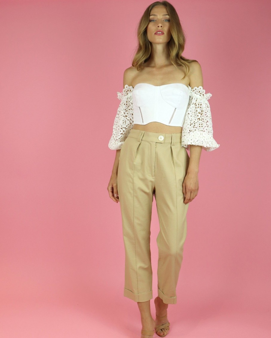 Women Skazi Trousers | Beige Cropped Trousers