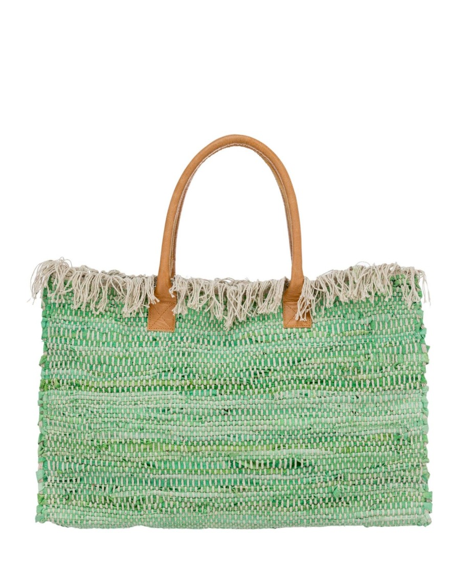 Women Blaiz Totes | Thalia Green Leather Tote Bag