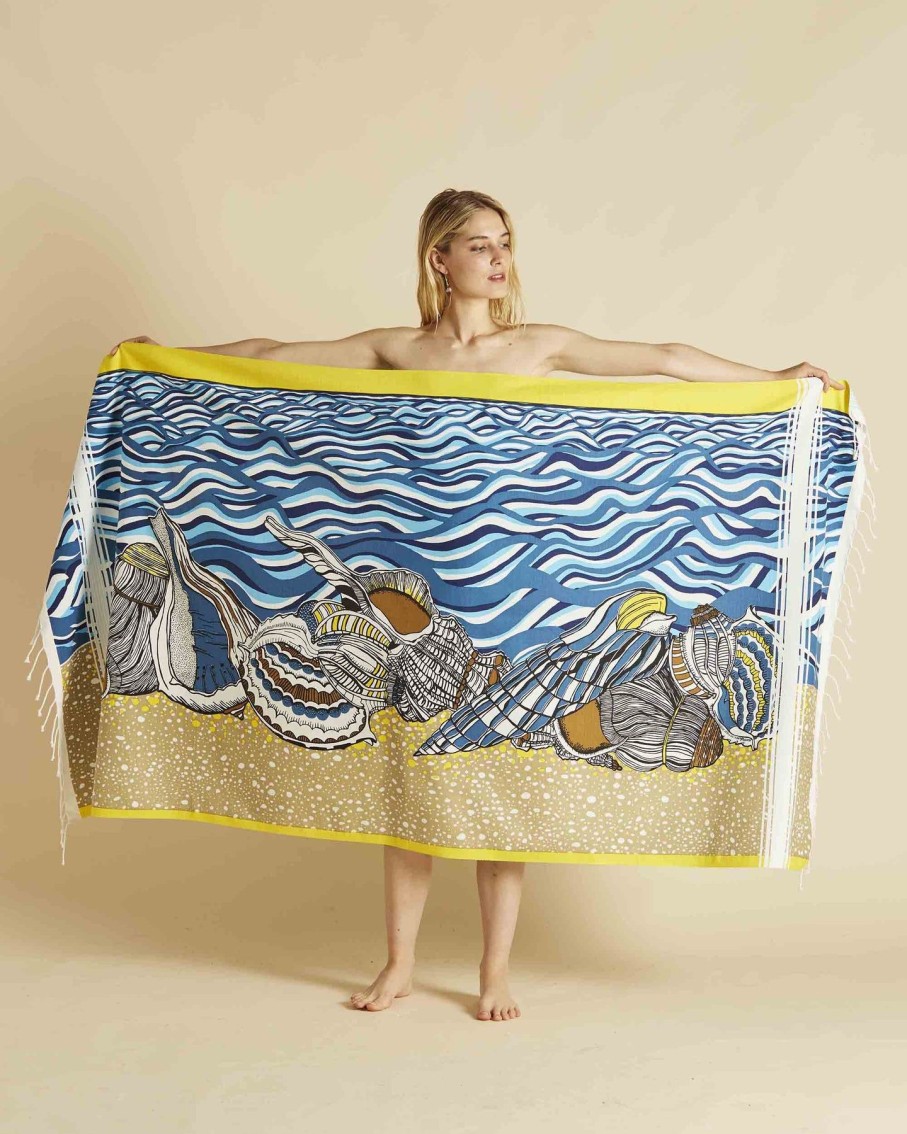 Women Inoui Editions Swimwear & Beachwear | Coquillage Blue Fouta Towel