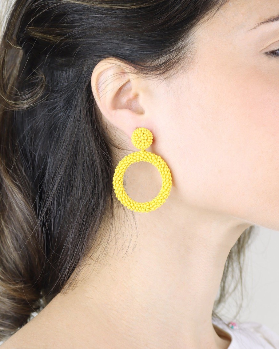 Women BLAIZ Earrings | Yellow Arara Beaded Hoop Earrings™