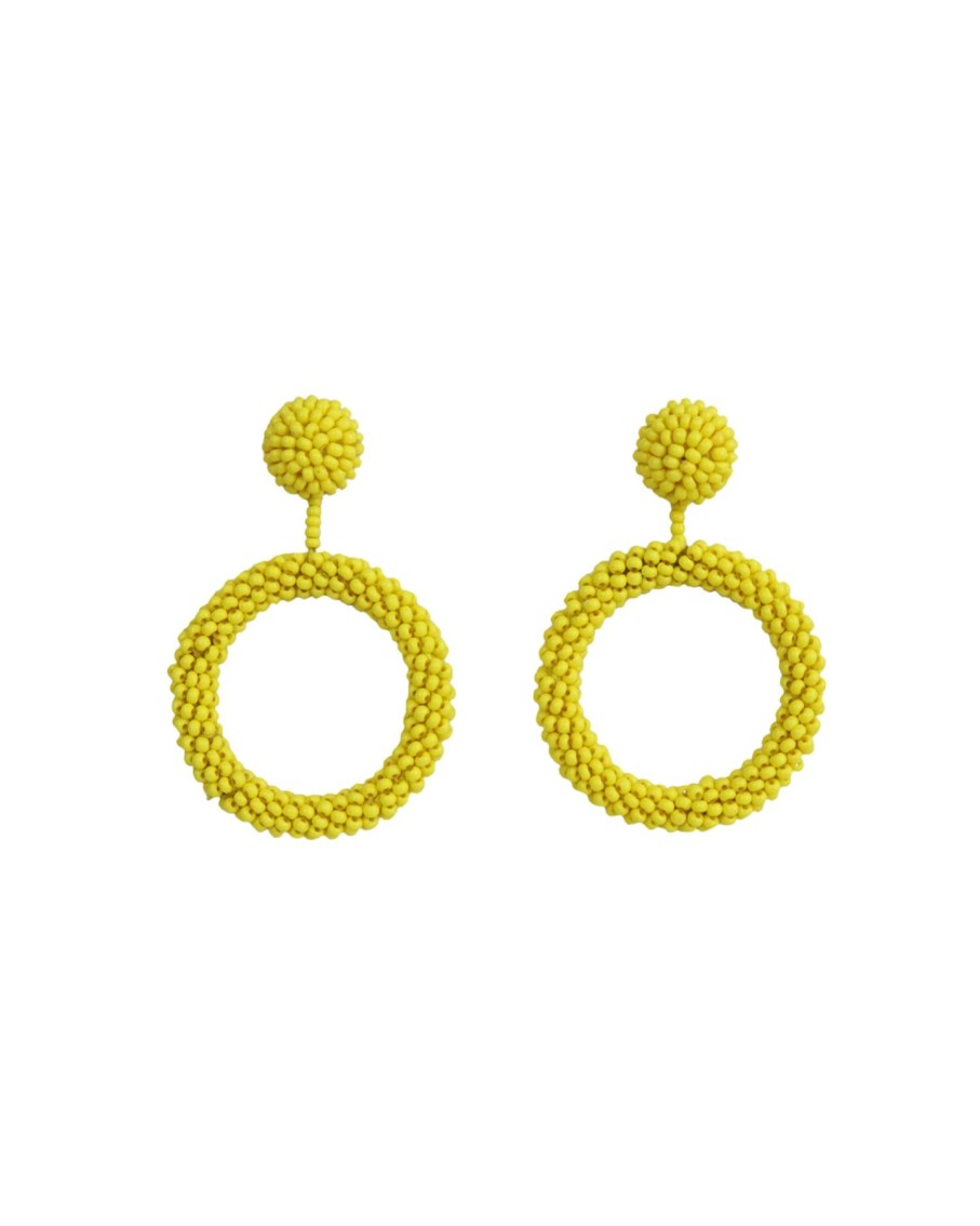 Women BLAIZ Earrings | Yellow Arara Beaded Hoop Earrings™