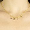 Women 227 Necklaces | Love Rainbow Gems Charm Gold Necklace