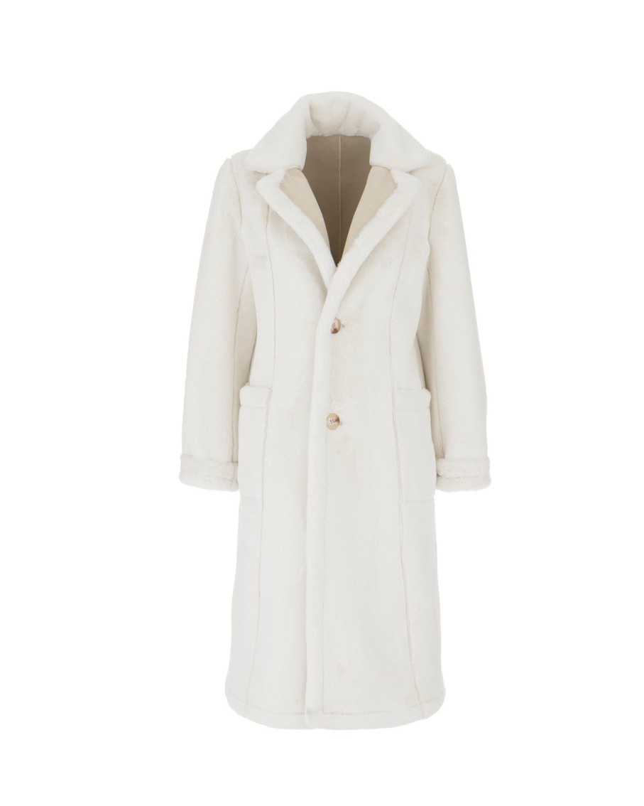 Women Arara for BLAIZ Coats & Jackets | Cream Faux Shearling Reversible Coat