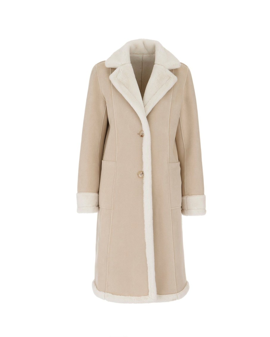 Women Arara for BLAIZ Coats & Jackets | Cream Faux Shearling Reversible Coat