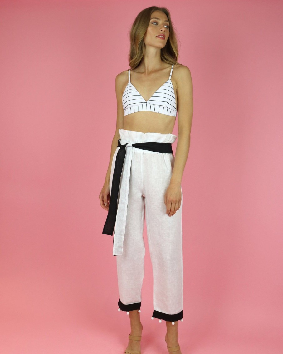 Women Waimari Trousers | White Paperbag Trousers