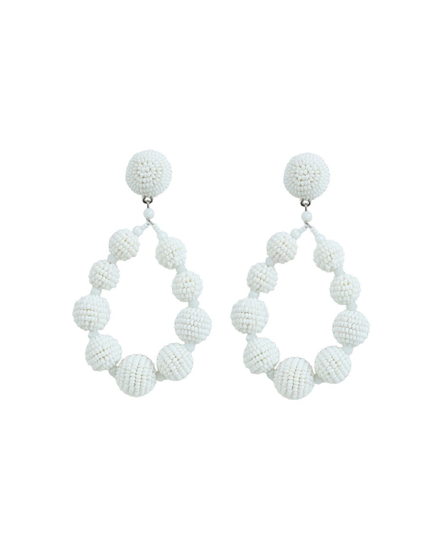 Women BLAIZ Earrings | White Beaded Macaw Teardrop Earrings