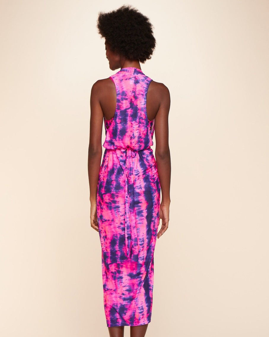 Women Cia Maritima Dresses | Salento Pink Tie Dye Halter Waist Tied Midi Dress