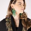 Women Arara for BLAIZ Earrings | Forest Green Vines And Shines Beaded Earrings