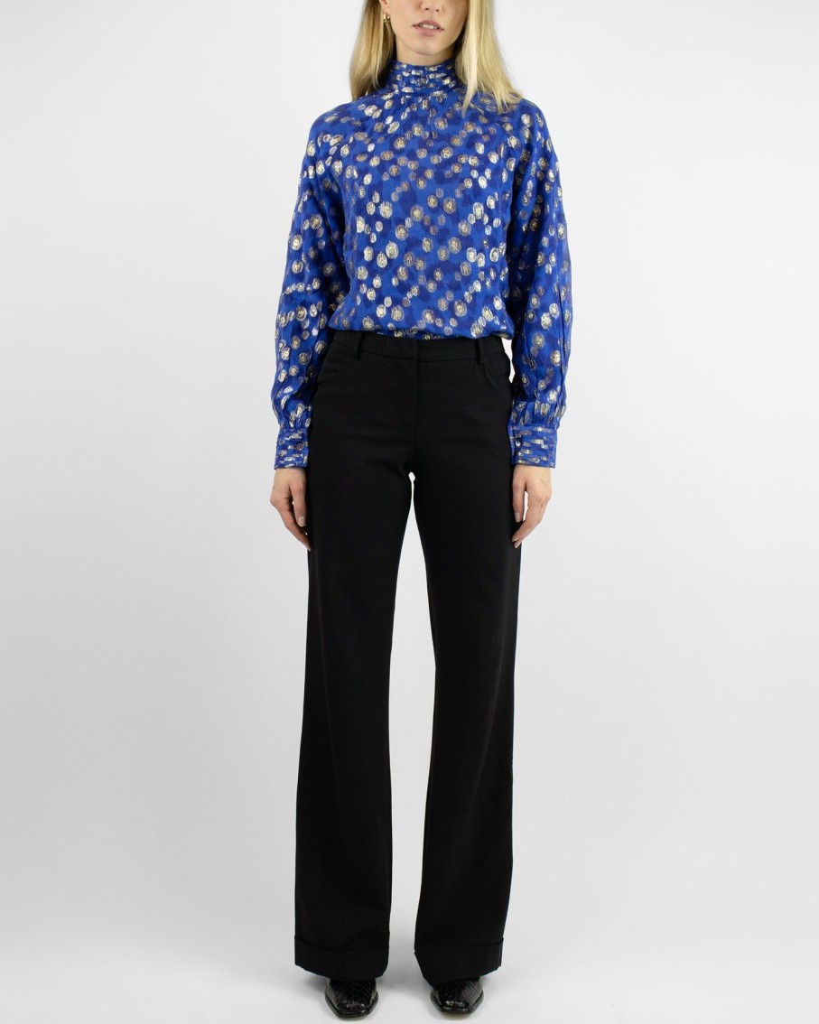 Women Arara for BLAIZ Shirts & Blouses | Helena Pleated Lurex Royal Blue Blouse