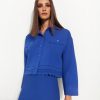 Women Marina V Coats & Jackets | Royal Blue Long Sleeve Scallop Jacket