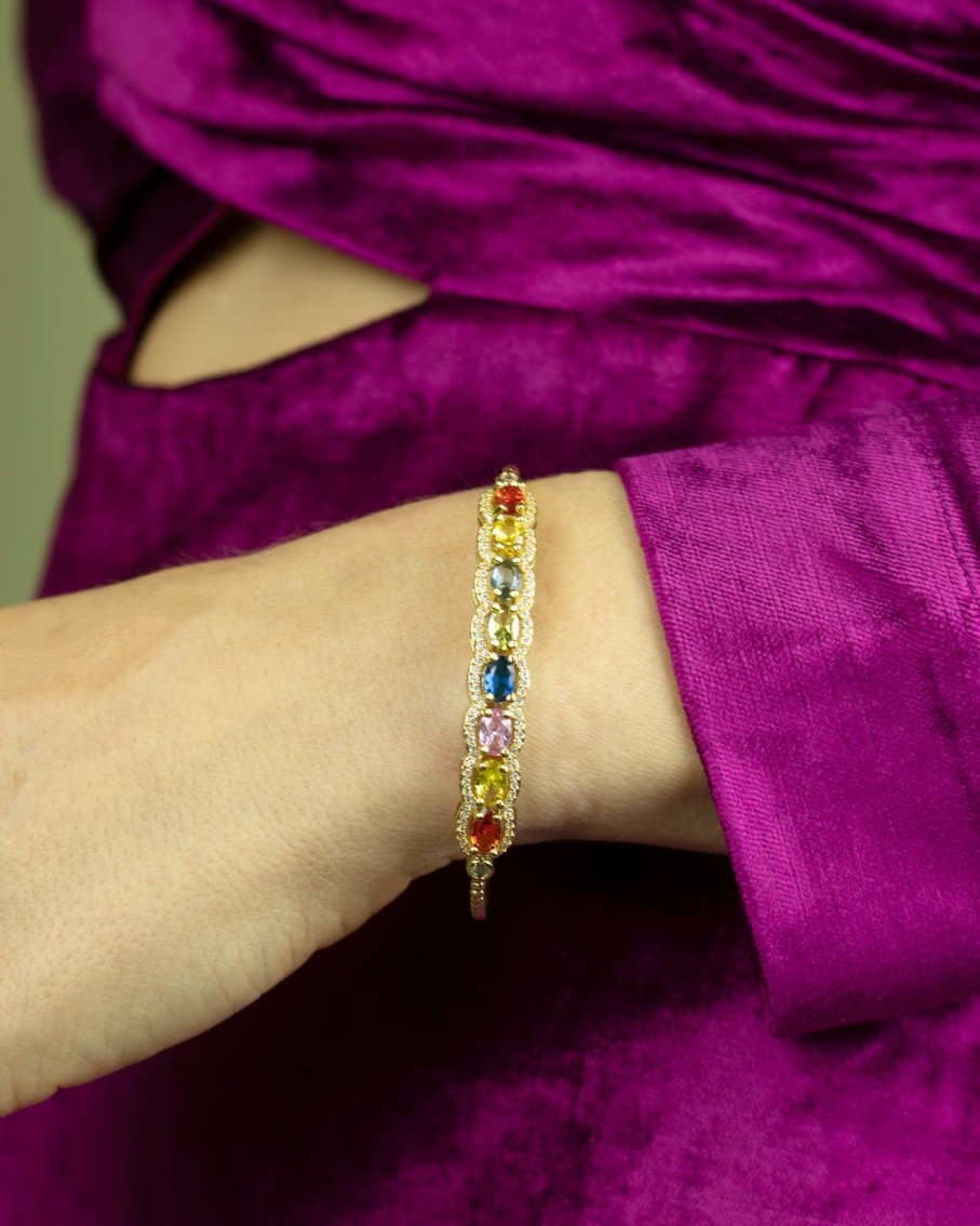 Women 227 Bracelets | Rainbow Gem Claw Cuff Bracelet