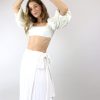 Women Agua De Coco Tops & T-Shirts | Off-White Puff Sleeve Bikini Bandeau Top