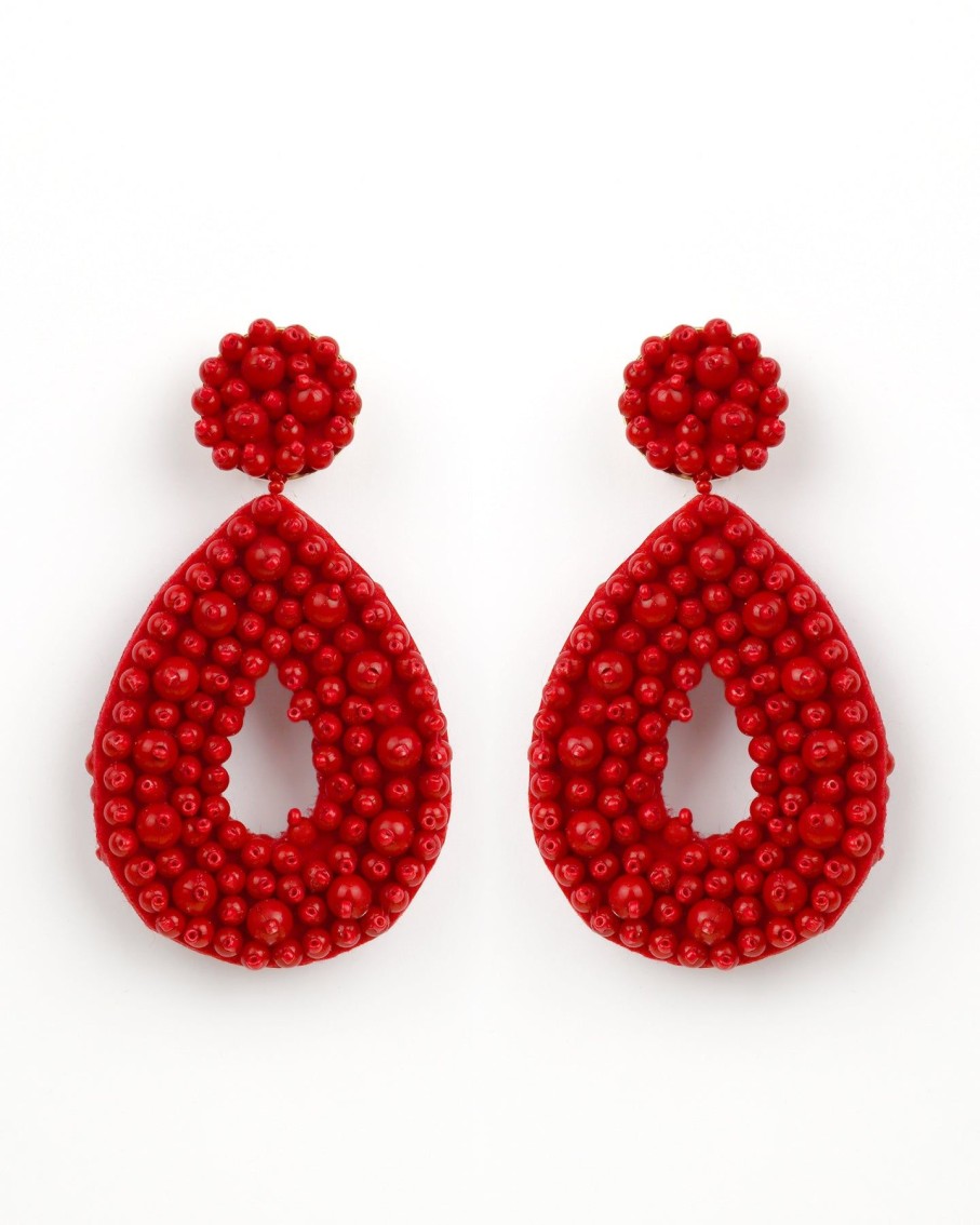 Women BLAIZ Earrings | Red Beaded Earrings™