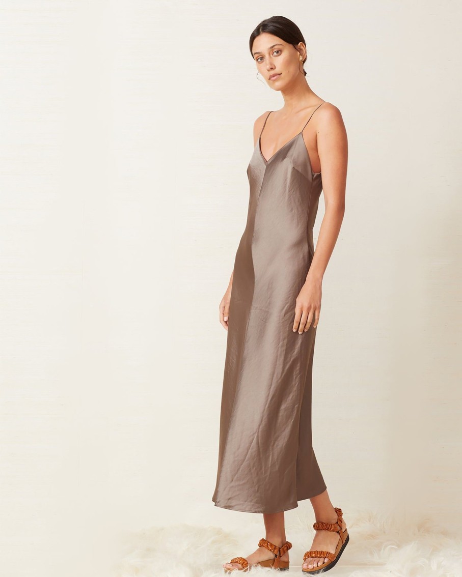 Women Bec & Bridge Dresses | Taupe Piper Midi Slip Dress