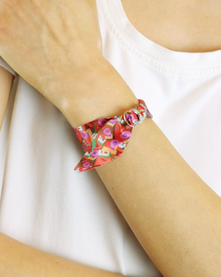 Women Island Bracelets | Candy Love Print Silk Bracelet