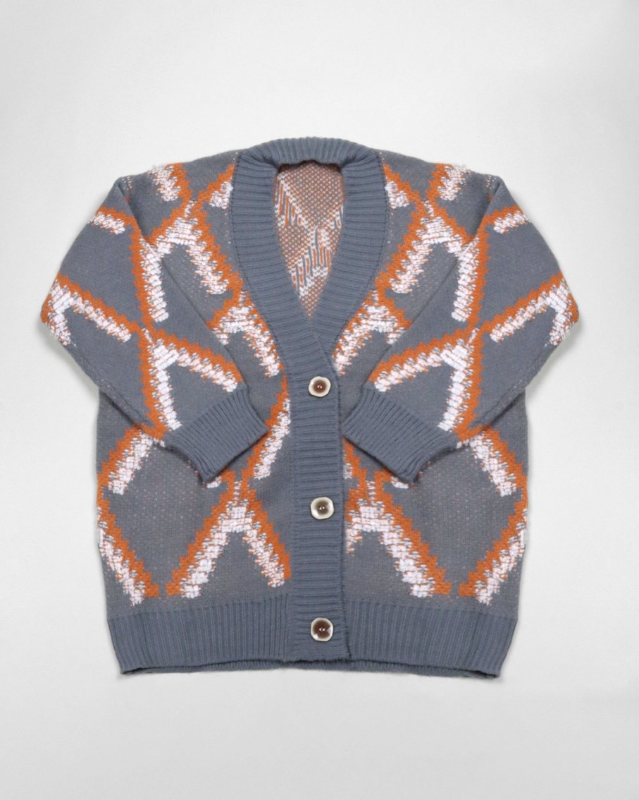 Women On Blue Jumpers & Cardigans | Grey & Copper Argyle Plaid Cardigan