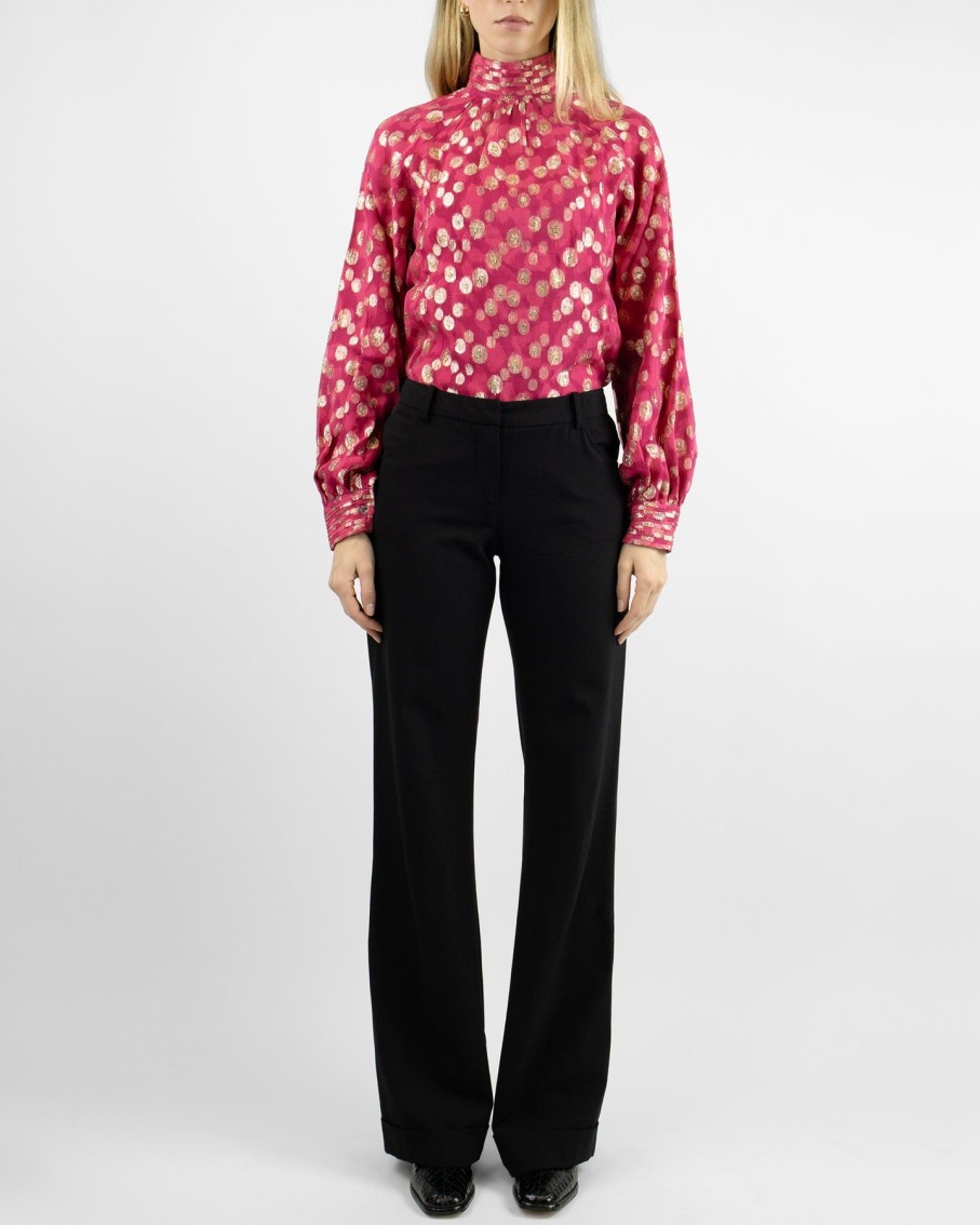 Women Arara for BLAIZ Shirts & Blouses | Helena Pleated Lurex Festival Fuchsia Blouse