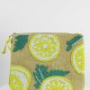 Women 227 Clutches | Lemon Slices Beaded Burlap Clutch Bag