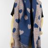 Women 227 Hats, Gloves & Scarves | Navy Blue Dusty Red Double-Sided Heart Tweed Oversized Scarf