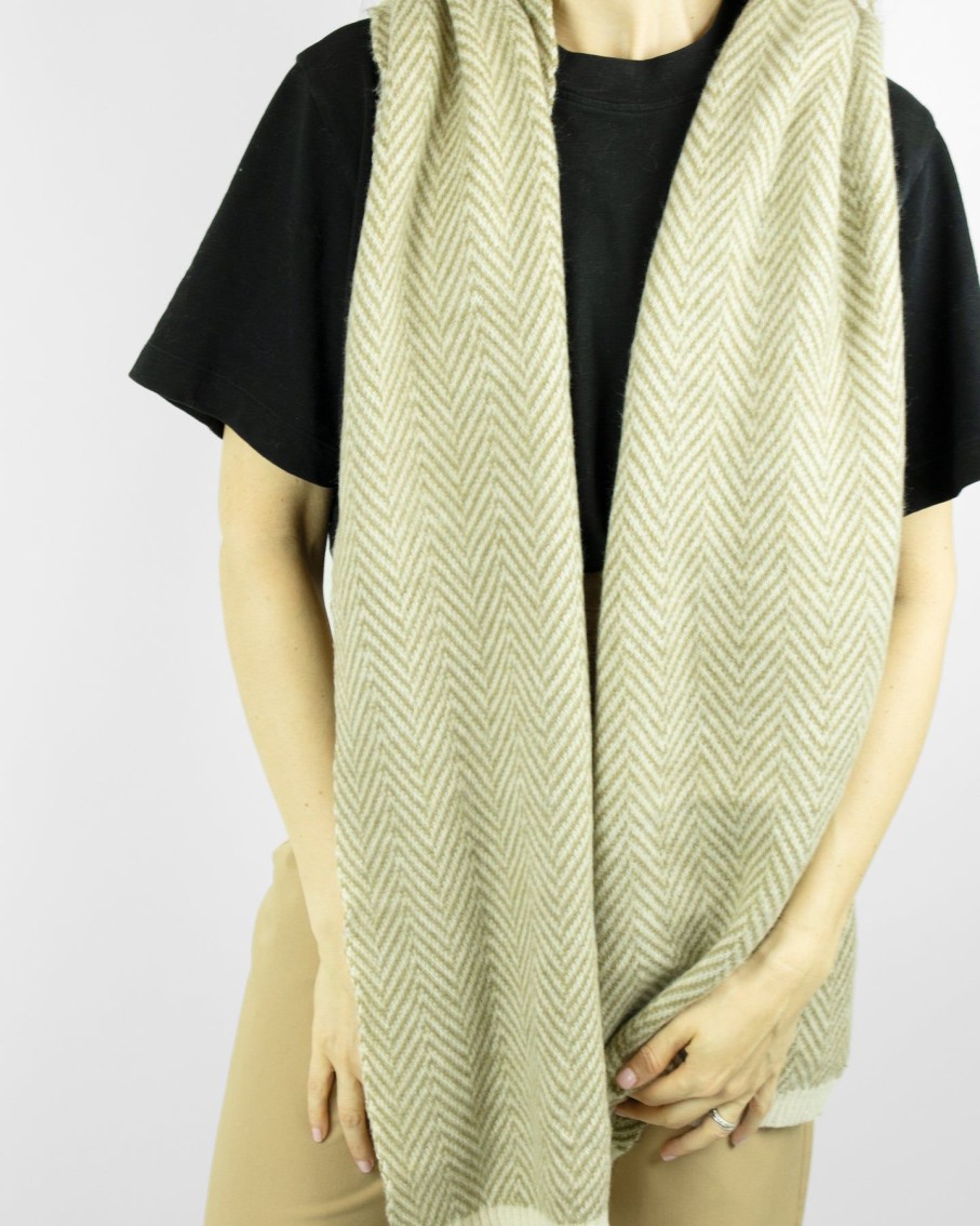 Women 227 Hats, Gloves & Scarves | Sage Green Chevron Knit Scarf