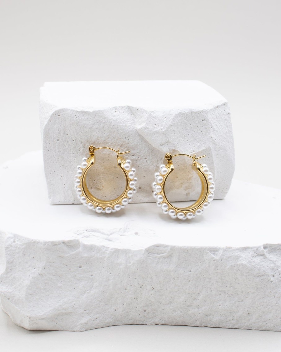 Women 227 Earrings | Katherine Pearl Mini Hoop Earrings