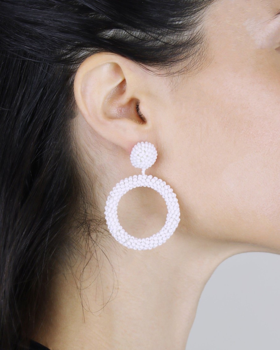 Women BLAIZ Earrings | White Arara Beaded Hoop Earrings™