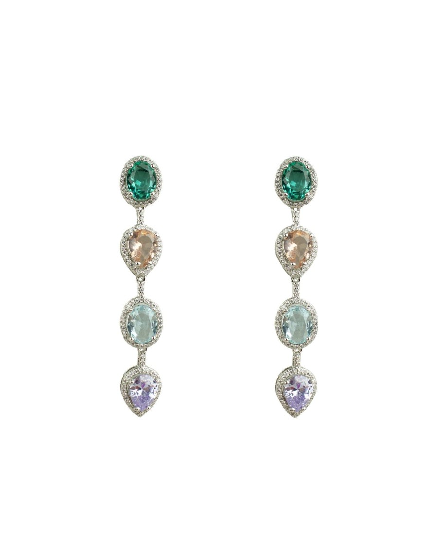 Women 227 Earrings | Silver Long Topaz Drop Earrings