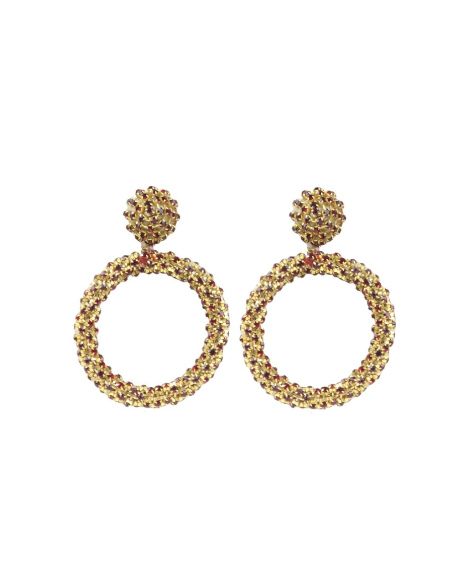 Women BLAIZ Earrings | Crystal Red Arara Hoop Earrings