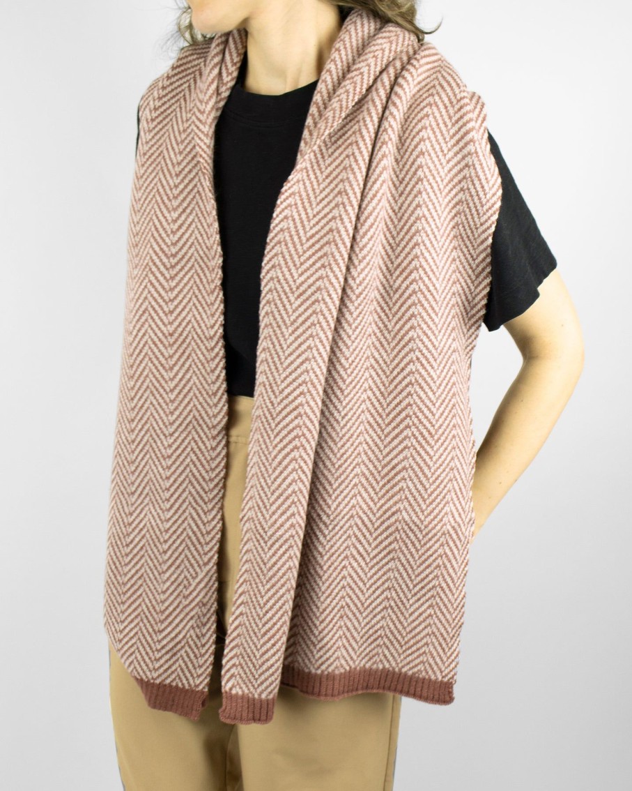 Women 227 Hats, Gloves & Scarves | Terracotta Chevron Knit Scarf