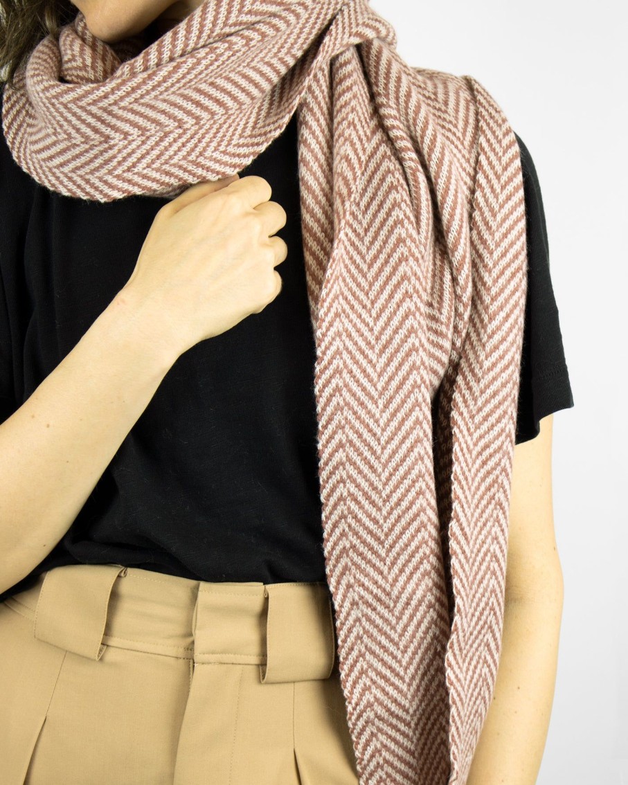 Women 227 Hats, Gloves & Scarves | Terracotta Chevron Knit Scarf