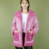 Women BLAIZ Coats & Jackets | Fuchsia Faux Suede Shearling Reversible Coat