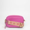 Women BLAIZ Clutches | Hot Pink Leather Cross-Body Bag With Aztec Print Strap