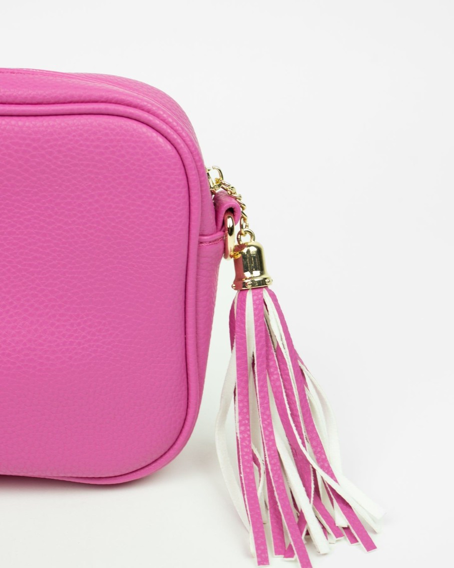 Women BLAIZ Clutches | Hot Pink Leather Cross-Body Bag With Aztec Print Strap