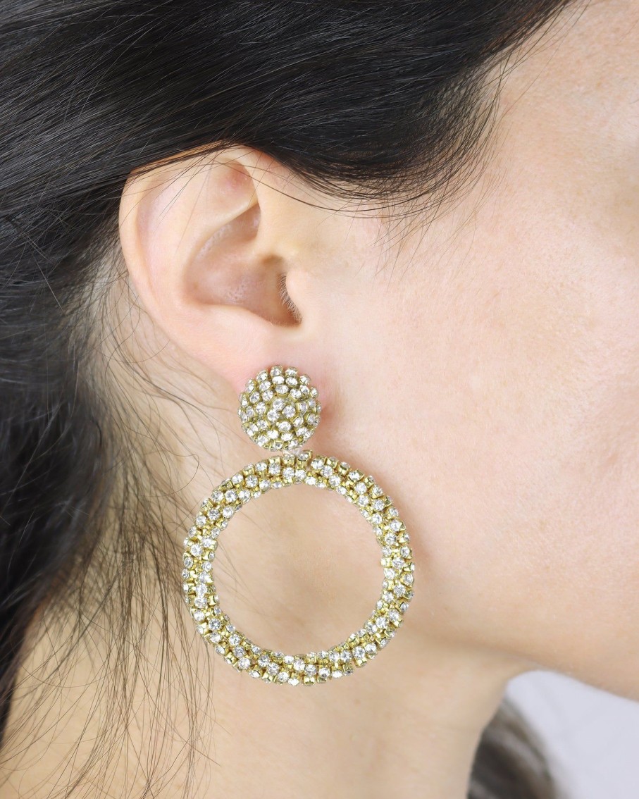 Women BLAIZ Earrings | Crystal Gold Arara Hoop Earrings