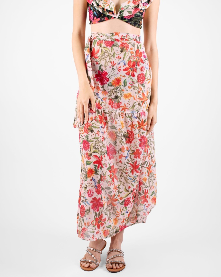 Women Silvia Schaefer Skirts | White Botanic Print Maxi Skirt