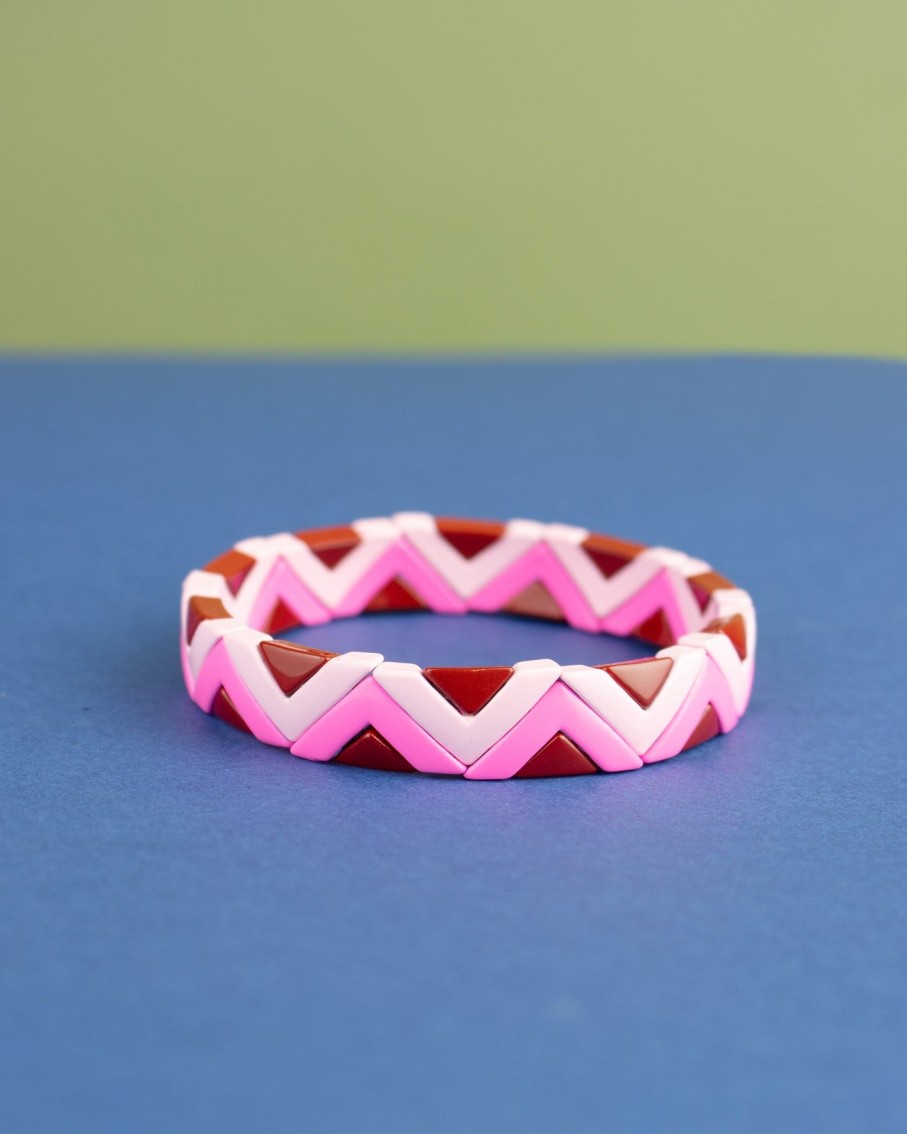 Women 227 Bracelets | Fuchsia Pink Zig Zag Enamel Bracelet