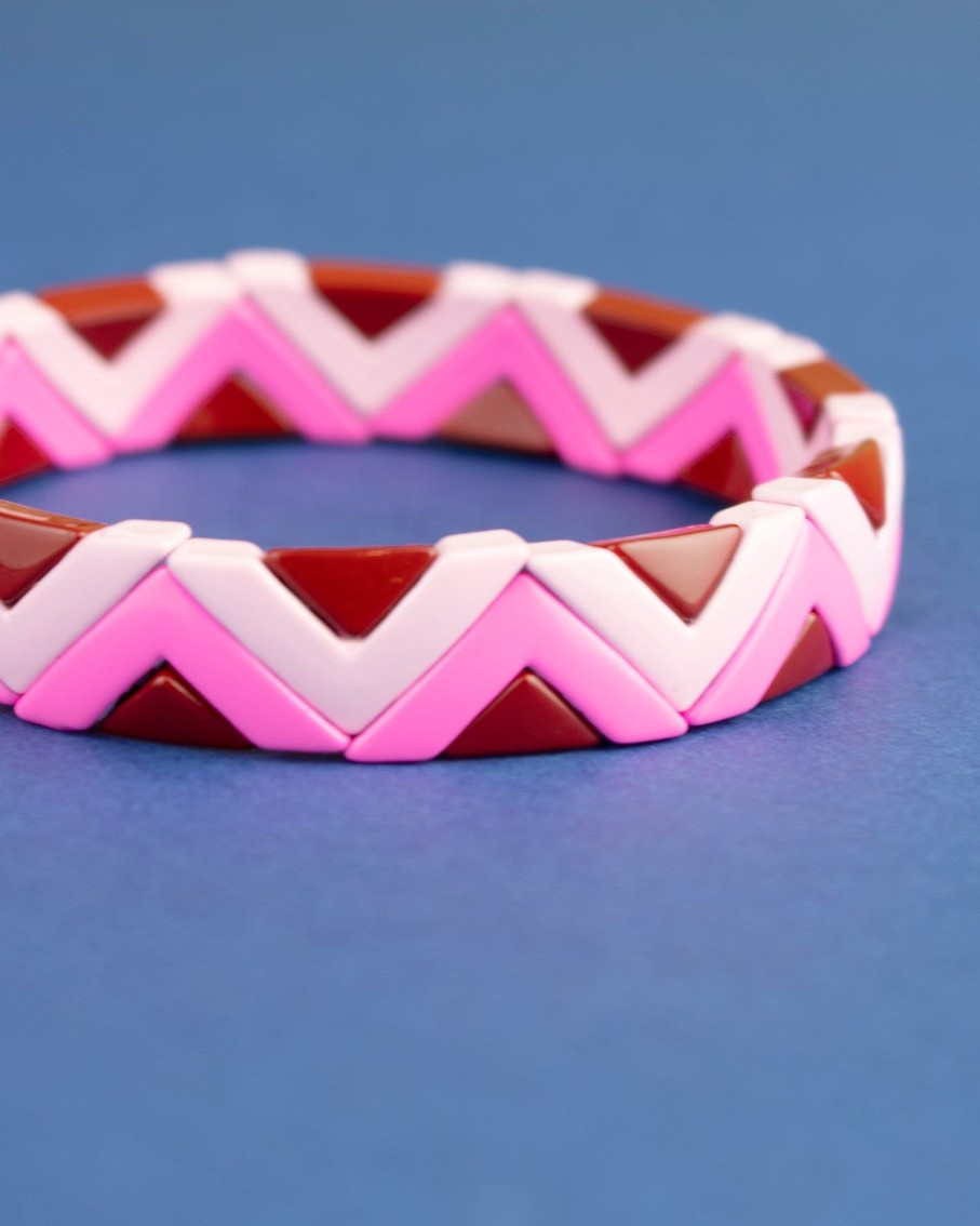 Women 227 Bracelets | Fuchsia Pink Zig Zag Enamel Bracelet