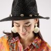 Women Blaiz Hats, Gloves & Scarves | Joanna Black Cowrie Shells Paper Straw Hat