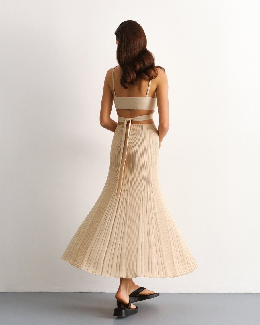 Women 25 UNION Skirts | Ariel Beige A-Line Midi Skirt