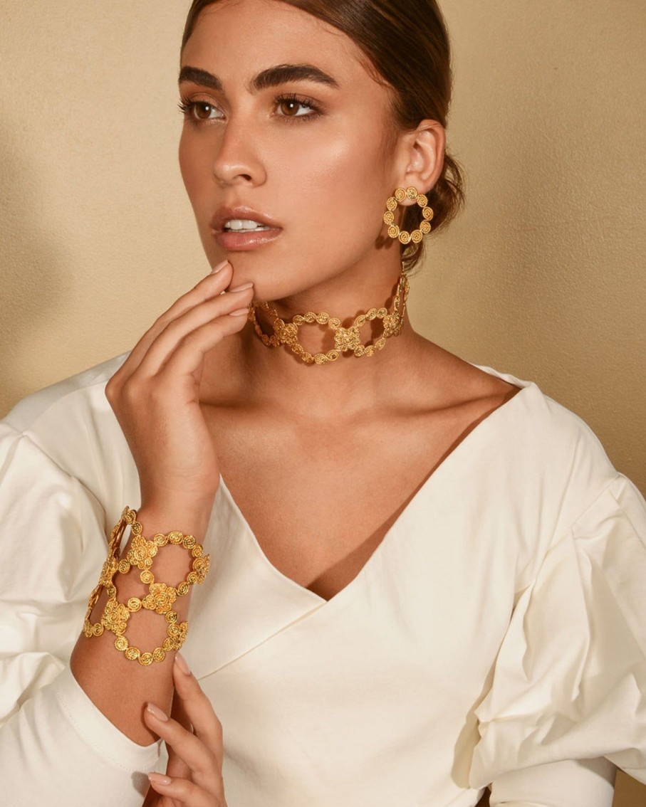 Women Ana Carolina Valencia Necklaces | Gold Tropicalia Crown Choker