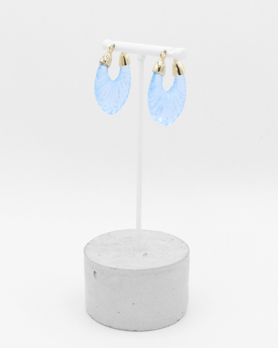 Women 227 Earrings | Sky Blue Geometric Hoop Earrings