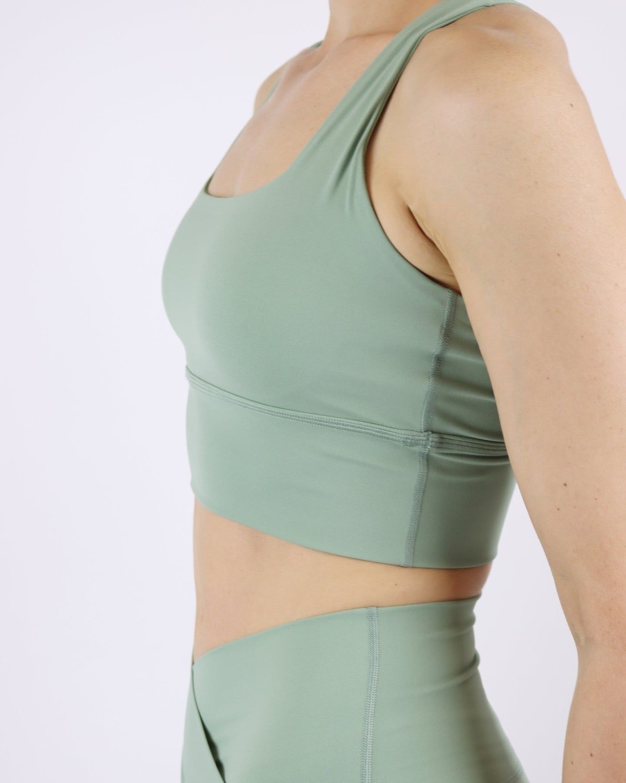 Women BLAIZ Activewear Activewear | Pastel Green Liana Dual-Cross Back Sports Bra