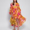 Women Sundress Dresses | Esther Yellow Flowers Print Midi Dress