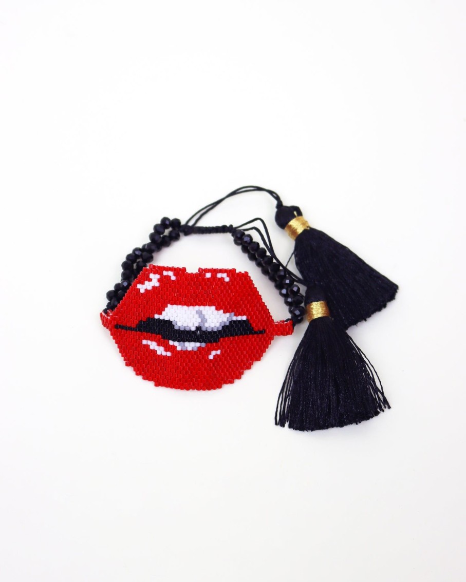 Women 227 Bracelets | Red Lips Beaded Bracelet