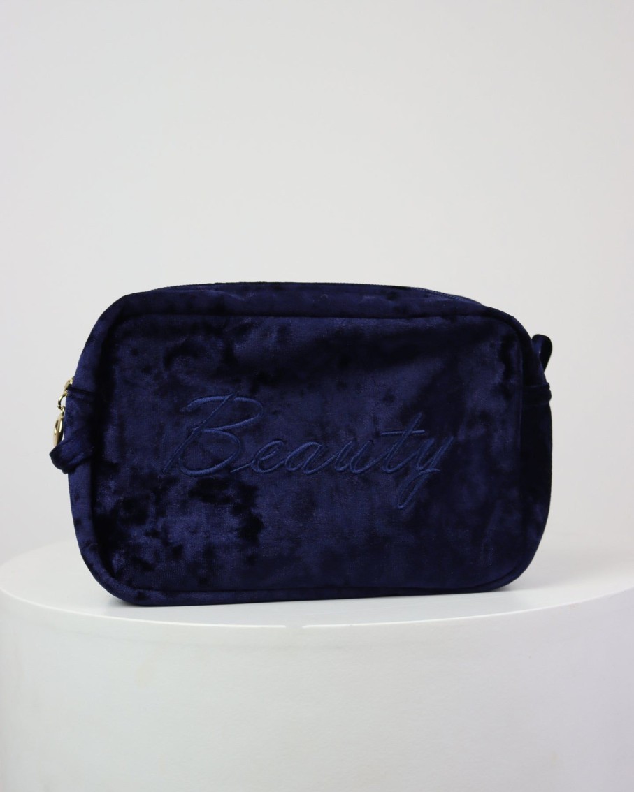 Women 227 Wash Bags | Deep Navy Velvet Beauty Wash Bag