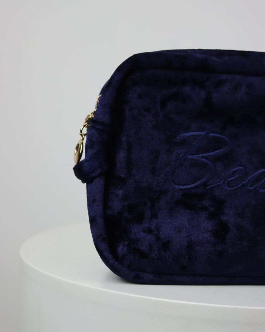 Women 227 Wash Bags | Deep Navy Velvet Beauty Wash Bag