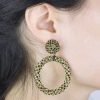 Women BLAIZ Earrings | Crystal Black Arara Hoop Earrings