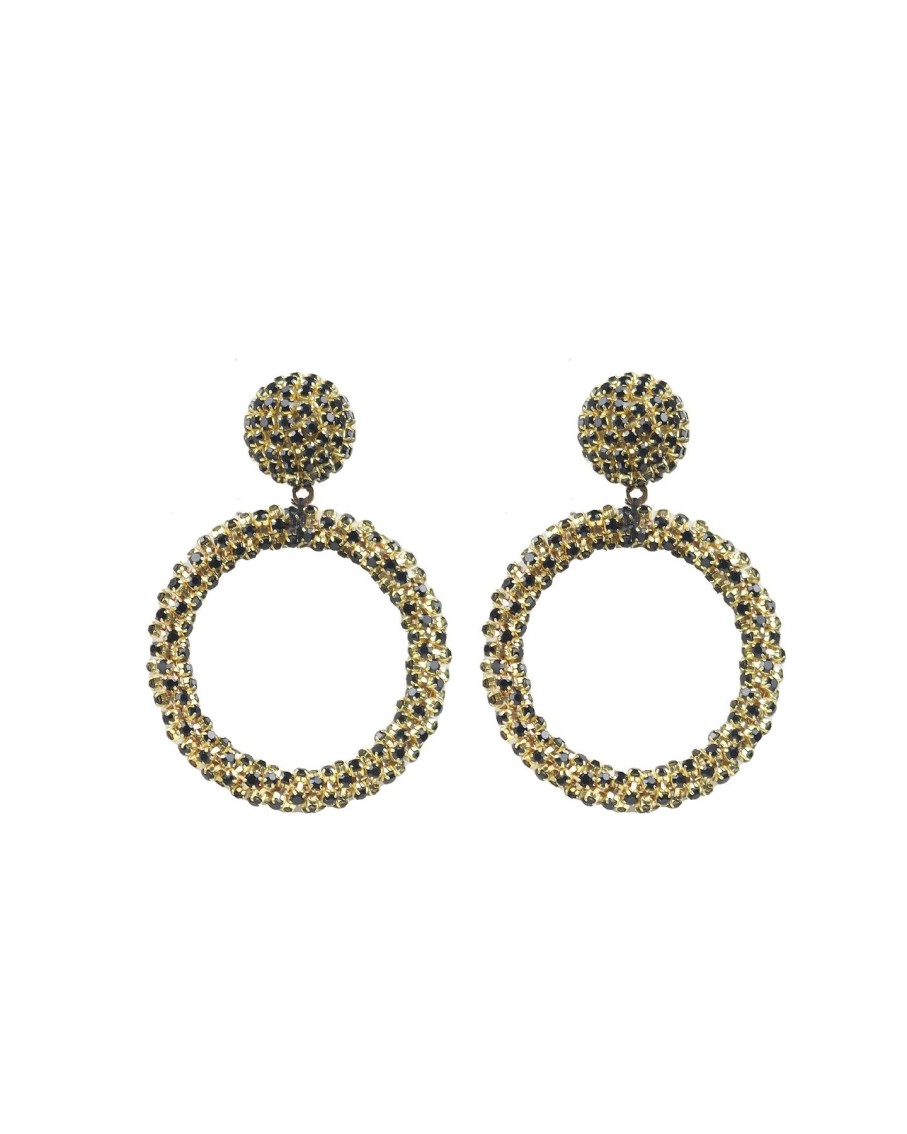 Women BLAIZ Earrings | Crystal Black Arara Hoop Earrings