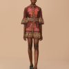 Women Farm Rio Dresses | Bright Flora Brown Short Sleeve Mini Dress